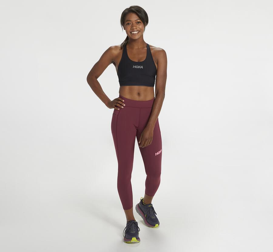 Hoka One One Nohavice Damske Hnede - Performance Crop Tight - 37406-GMZY